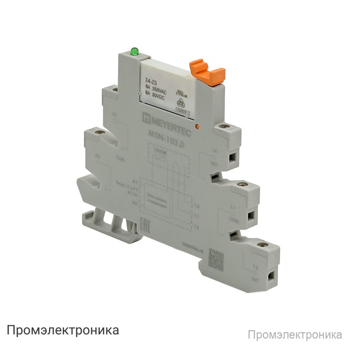 MSN-103.D - модуль реле 1-конт, 24VDC, ток 6А и колодка