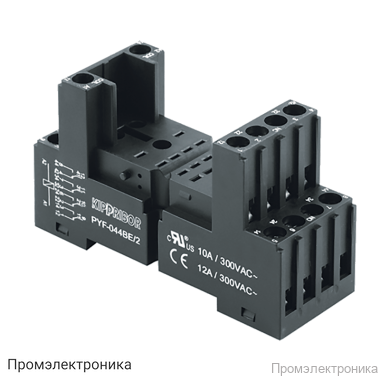 PYF-044BE/2 - 2-ярусная колодка с винтовыми клеммами для 4-конт. реле серии RP, черная