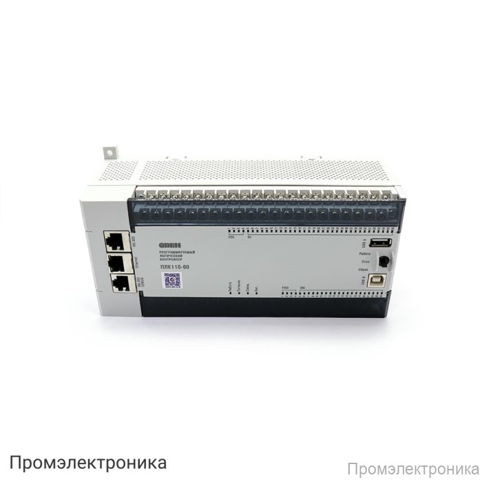 ПЛК110-24.60.К-М - программируемый логический контроллер с 36 дискретными входами и 24 транзисторными выходами, питание 24 В