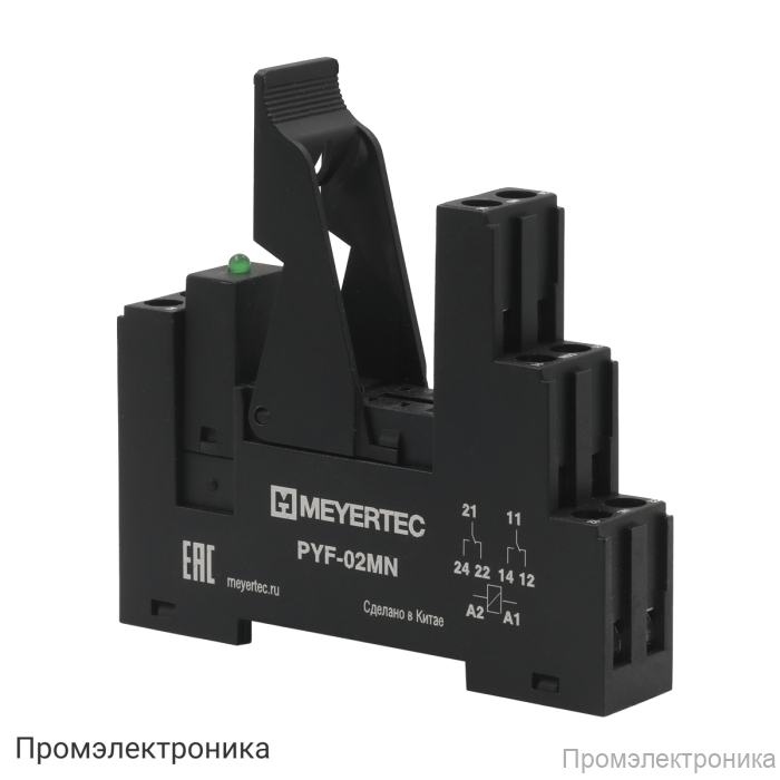 PYF-02MN/LM24VDC - модуль колодка для реле серии MN, держатель и индикатор 24VDC