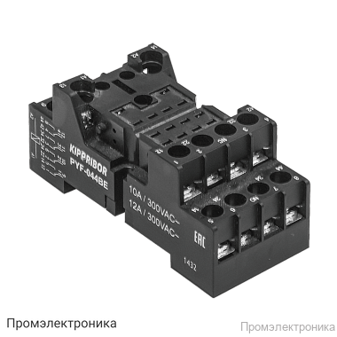PYF-044BE - монтажная колодка с винтовыми клеммами для 4-конт. реле серии RP, черная
