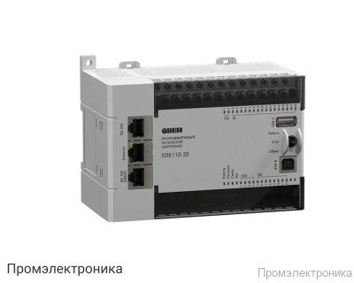 ПЛК110-24.30.К-М - программируемый логический контроллер с 18 дискретными входами и 12 транзисторными выходами, питание 24 В