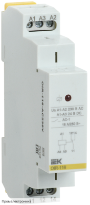 OIR 1 контакт 16А 230В AC IEK - реле промежуточное модульное