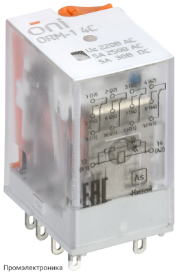 ORM-1 4C 220В AC со светодиодом и тестовой кнопкой ONI - реле интерфейсное