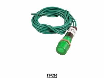 Индикаторная лампа зелёная с кабелем