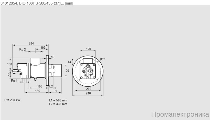 Газовая горелка Kromschroder BIO 100HB-500/435-(37)E, 84012054
