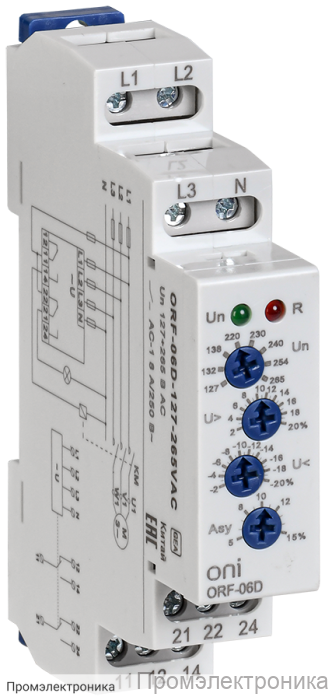 ORF-06D 3 фазы 2 контакта 127-265В AC с контролем нейтрали ONI - реле контроля фаз